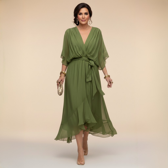 Stylowy Chiffon dekolt V sukienka