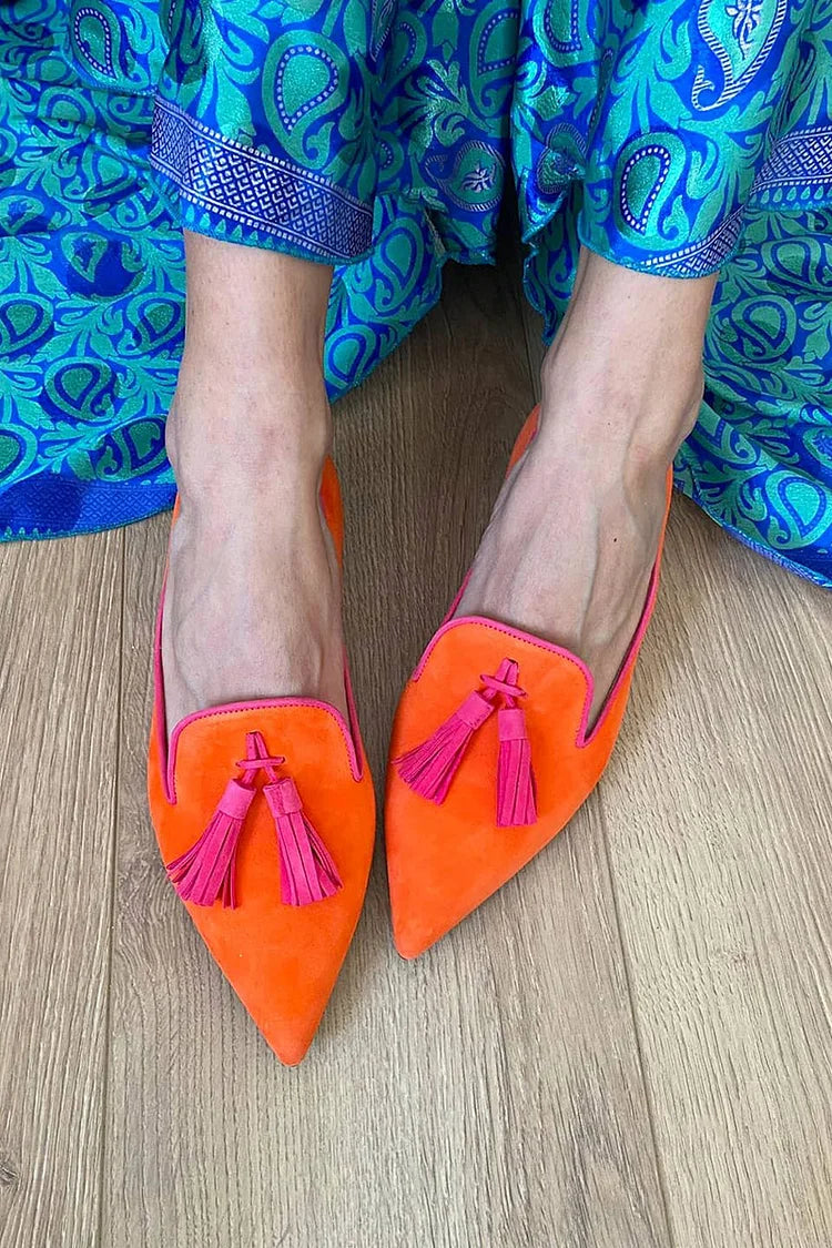 Elegancki Pointed Tassels mokasyn