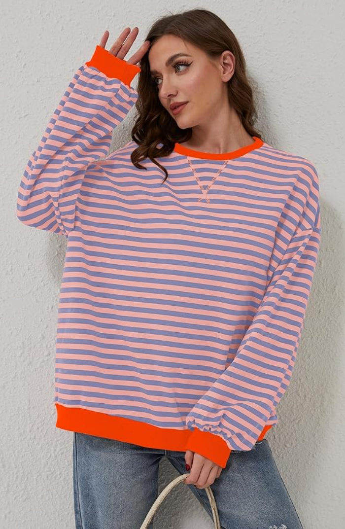 W paski Round-Neck sweter