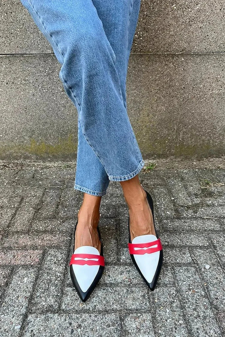 Stylowy Two Tone Pointed Slippers