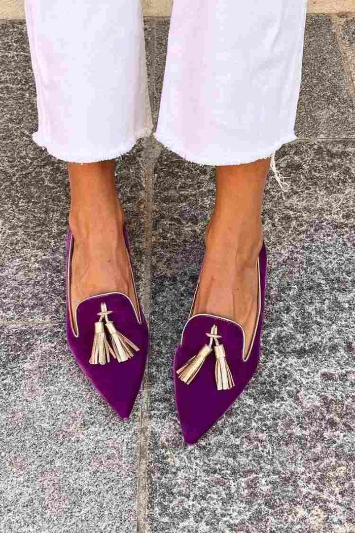 Elegancki Pointed Tassels mokasyn