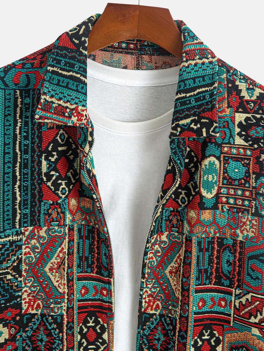 Wzorzysty Lapel zamek kurtka