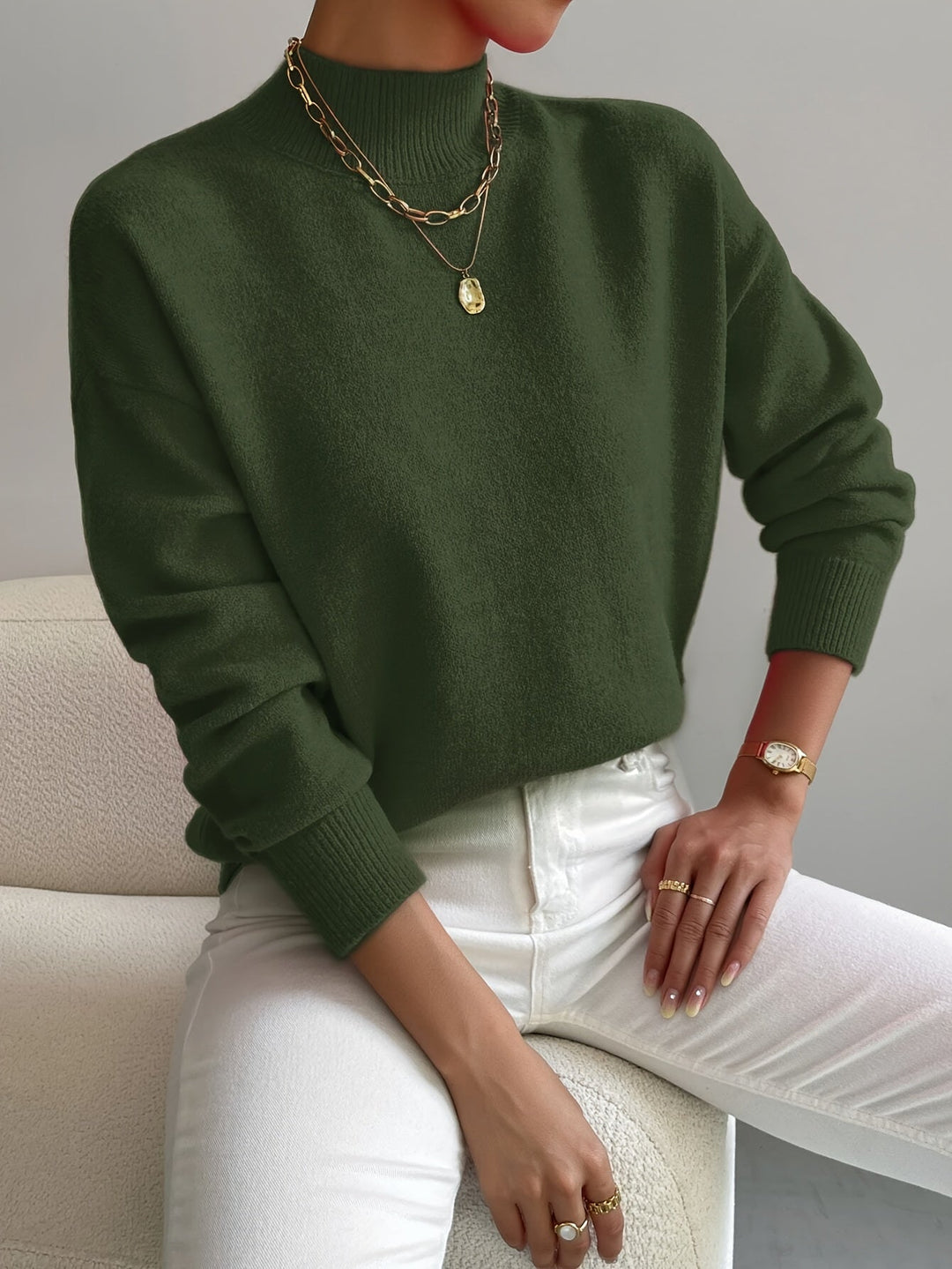 Elegancki imitacja szyja sweter