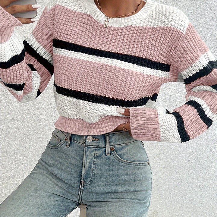 Colorblock w paski sweter