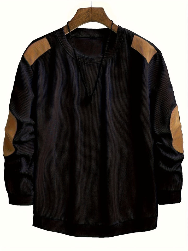 Fakturowany Elbow-Patch sweter