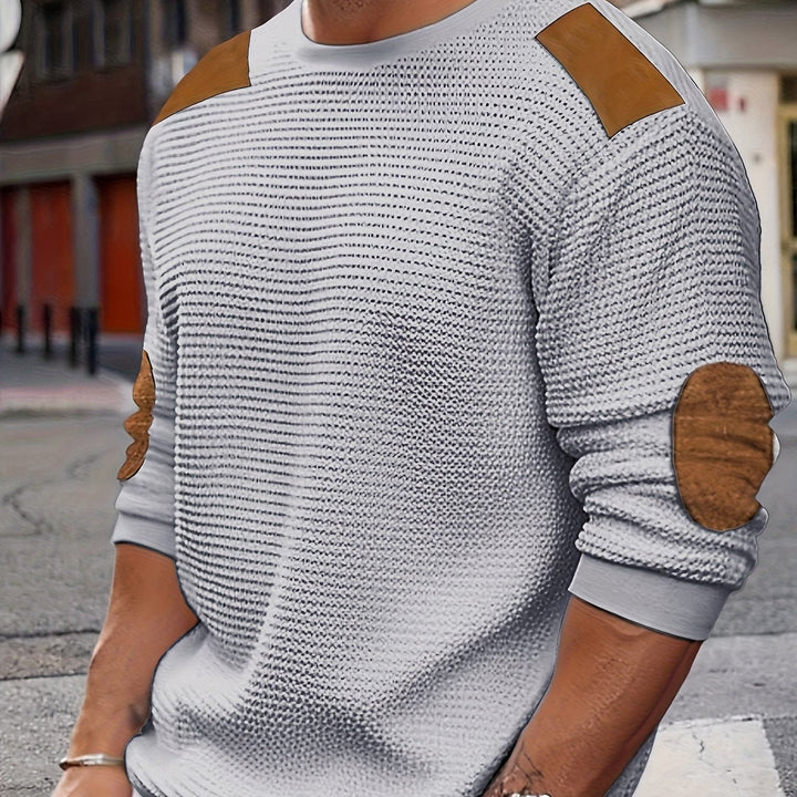 Fakturowany Elbow-Patch sweter