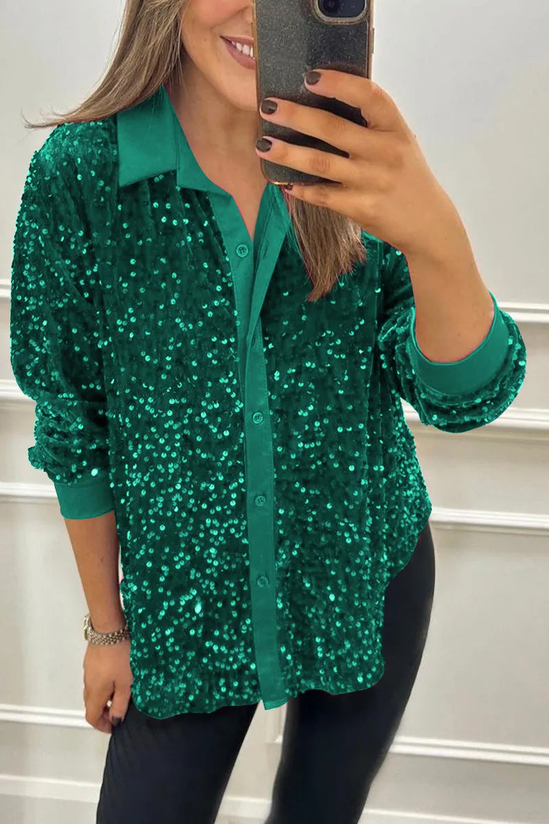 Elegancki Shimmer z kołnierzem koszula