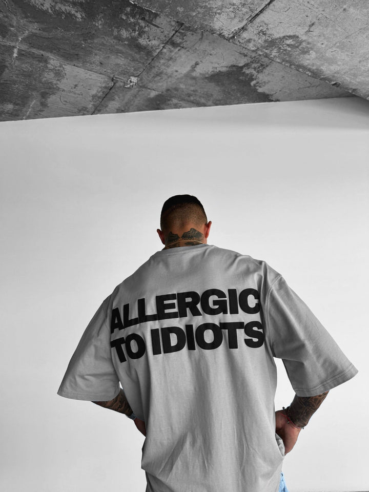 T-shirt Oversize z nadrukiem - Szary