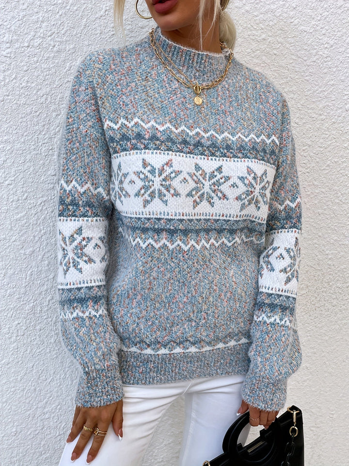 Przytulny Snowflake półgolf sweter