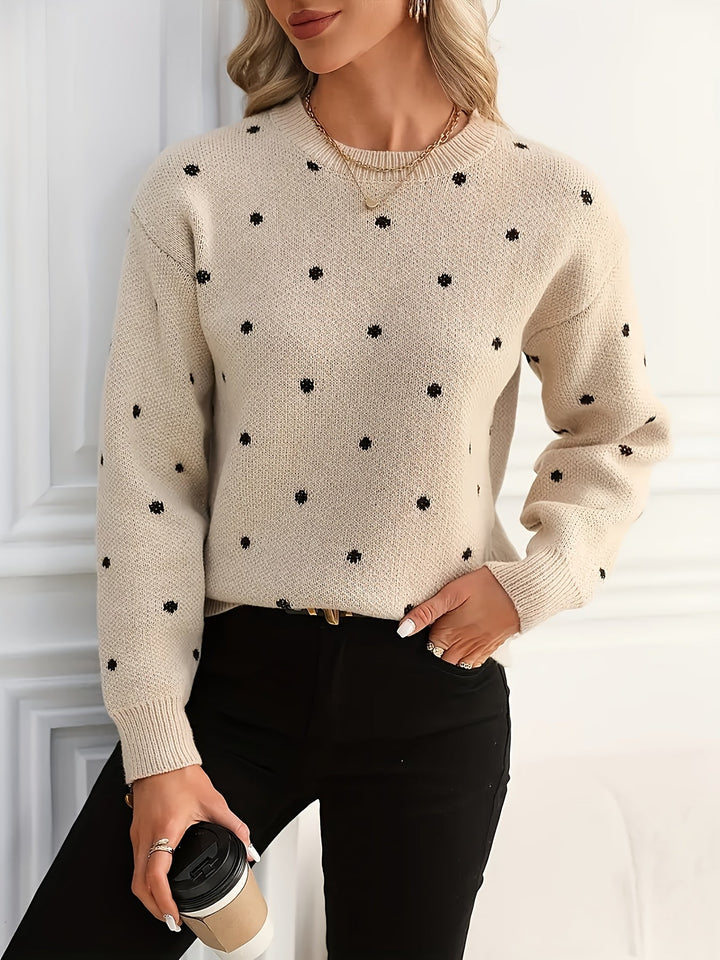 Polka Dot sweter z okrągłym dekoltem