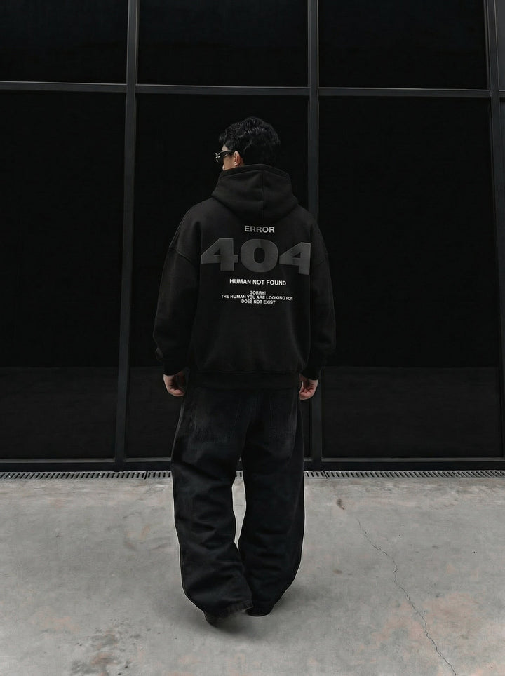 Oversize 404 Hoodie - Czarny