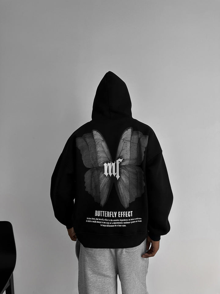 Oversize Hoodie z efektem motyla - Czarny i Antracytowy