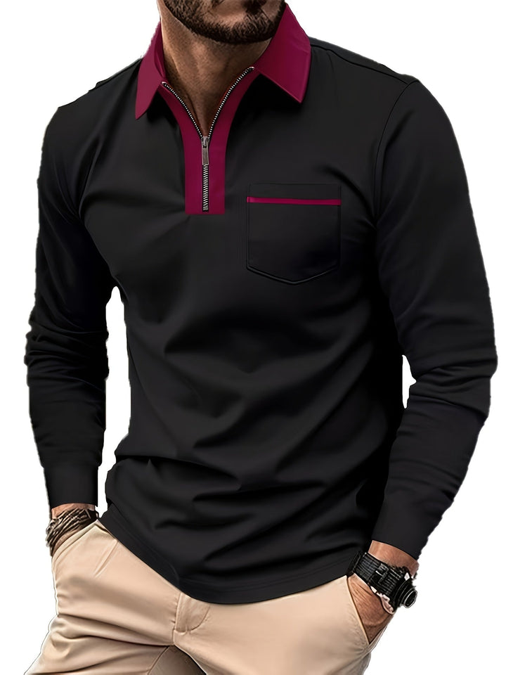 Elegancki zamek-kołnierz koszulka polo