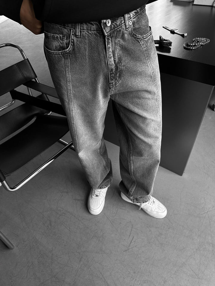 Luźne dżinsy Relax Baggy Front Line Fit - Antracyt