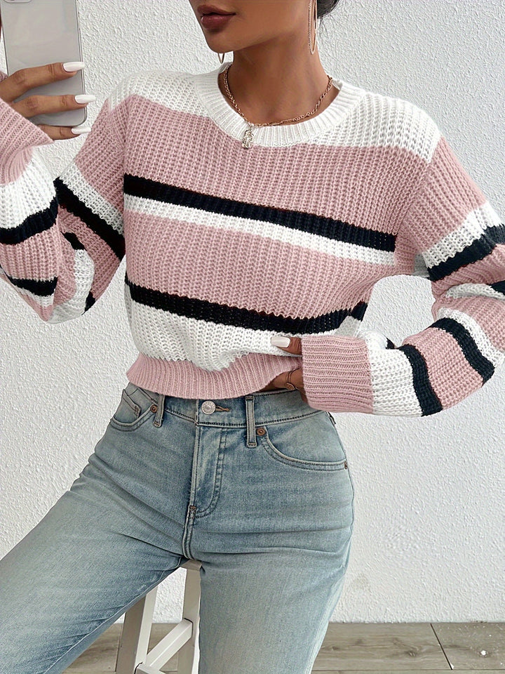 Colorblock w paski sweter