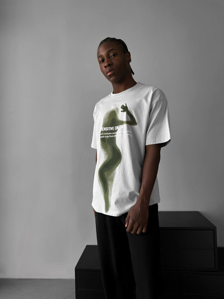 T-shirt Oversize z Wrażliwą Treścią - Szary