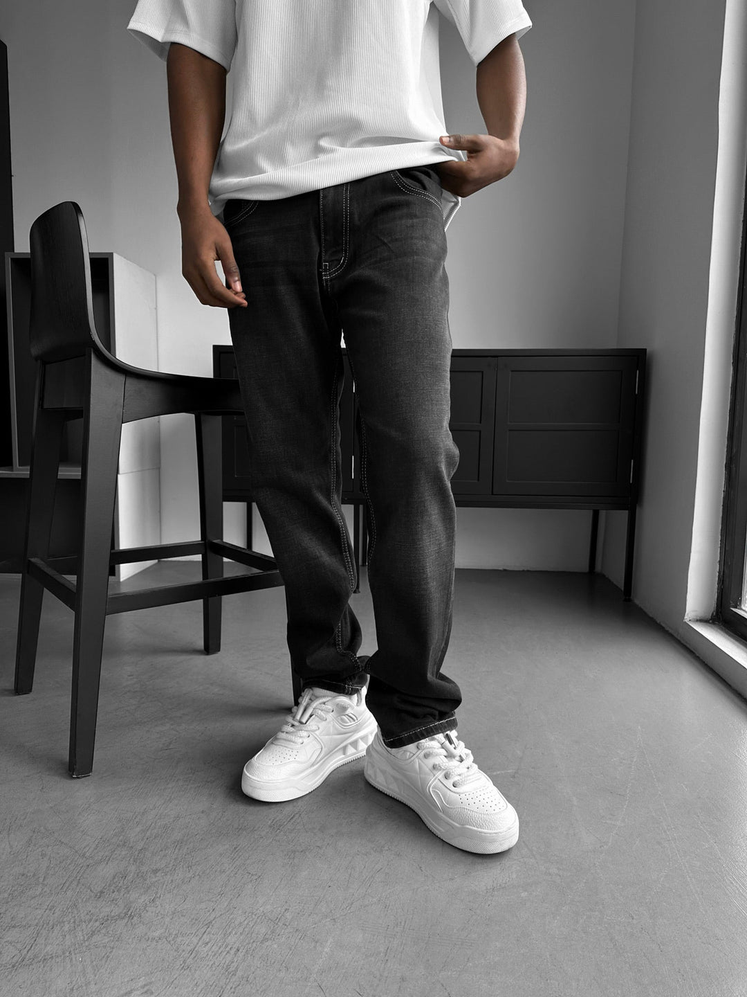 Jeansy Regular Fit Prane - Czarny