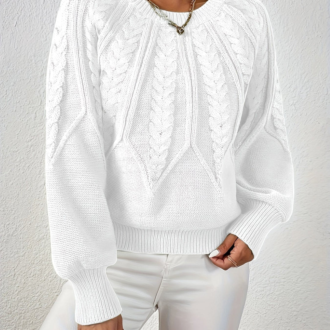 Warkoczowy splot Round-Neck sweter