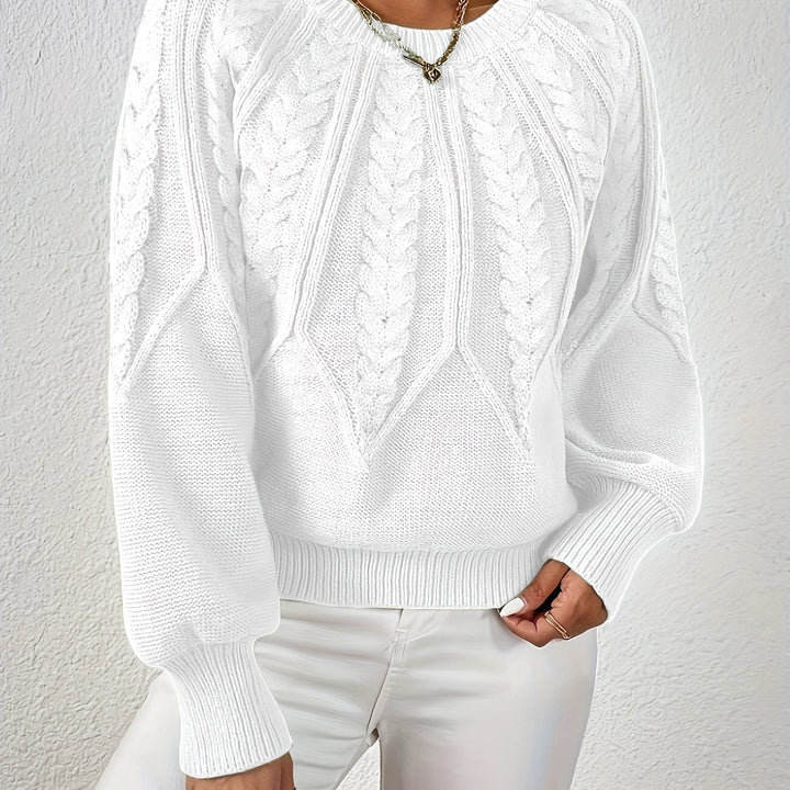 Warkoczowy splot Round-Neck sweter