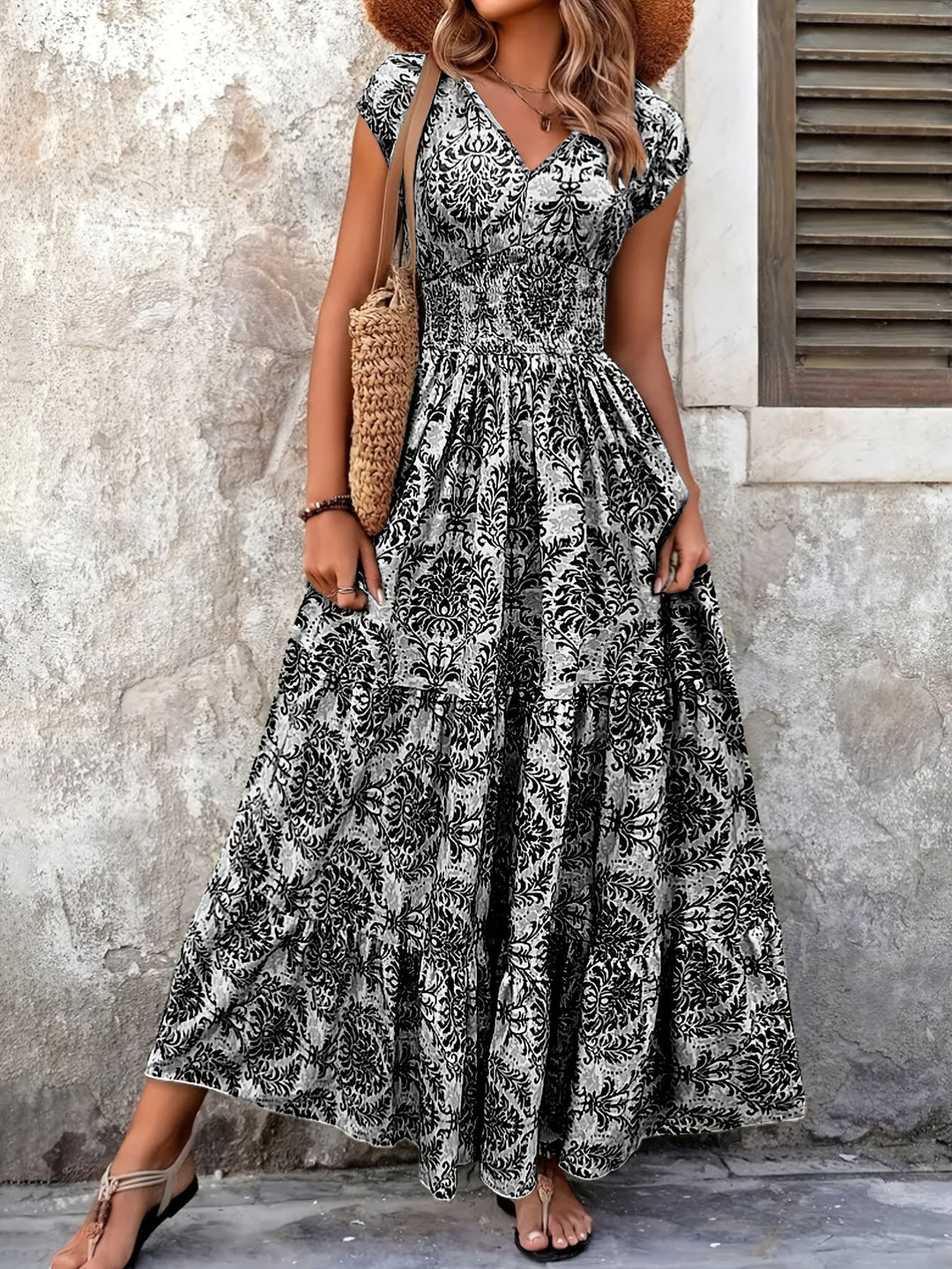 Zwiewny boho sukienka maxi