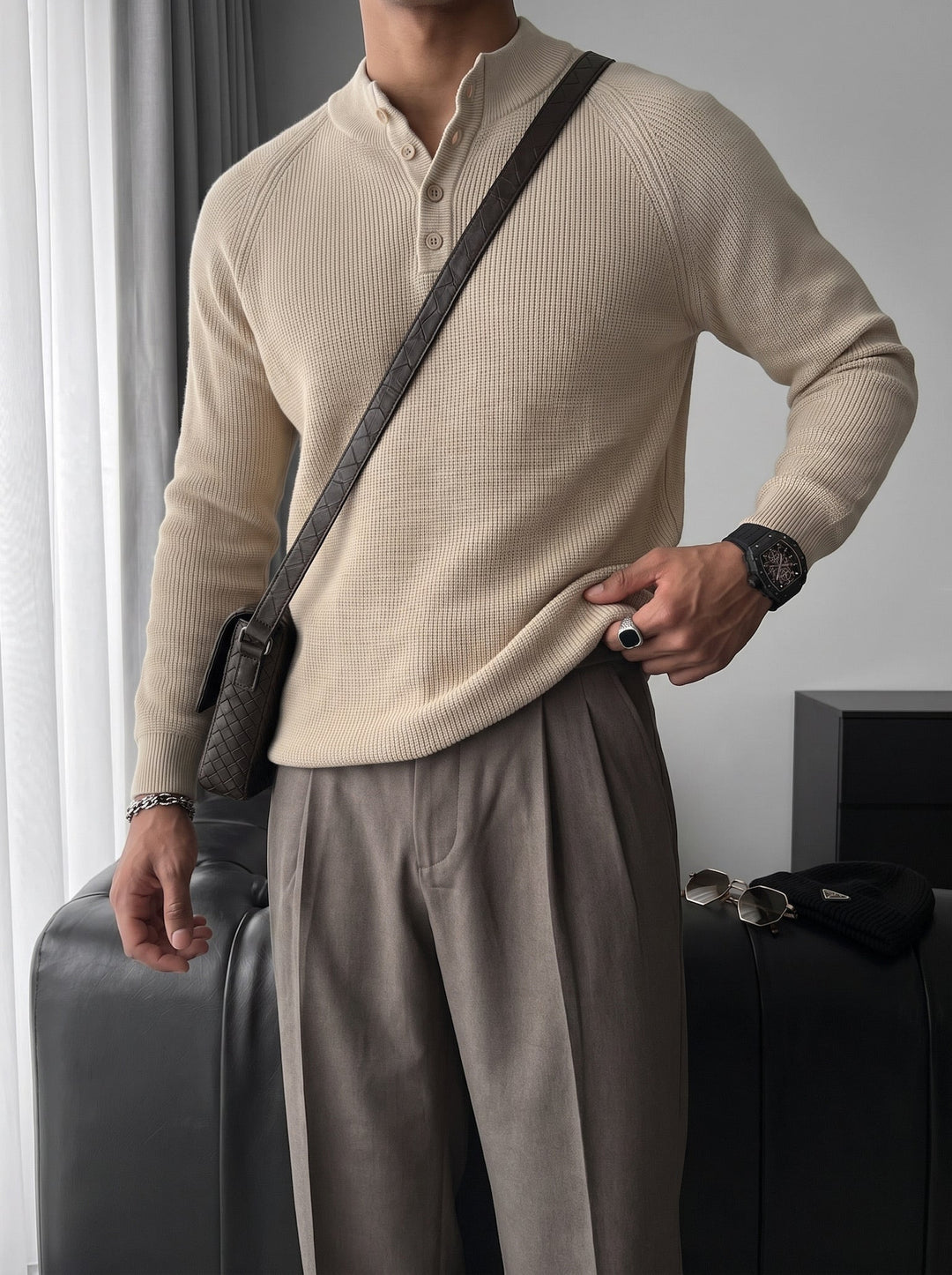 Sweter Slim Fit - Beżowy
