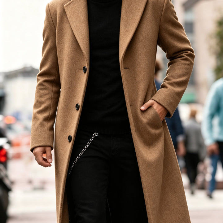 Elegancki długi Trench płaszcz