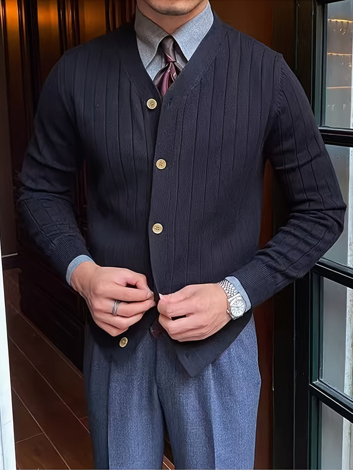 Prążkowany Button-Up kardigan