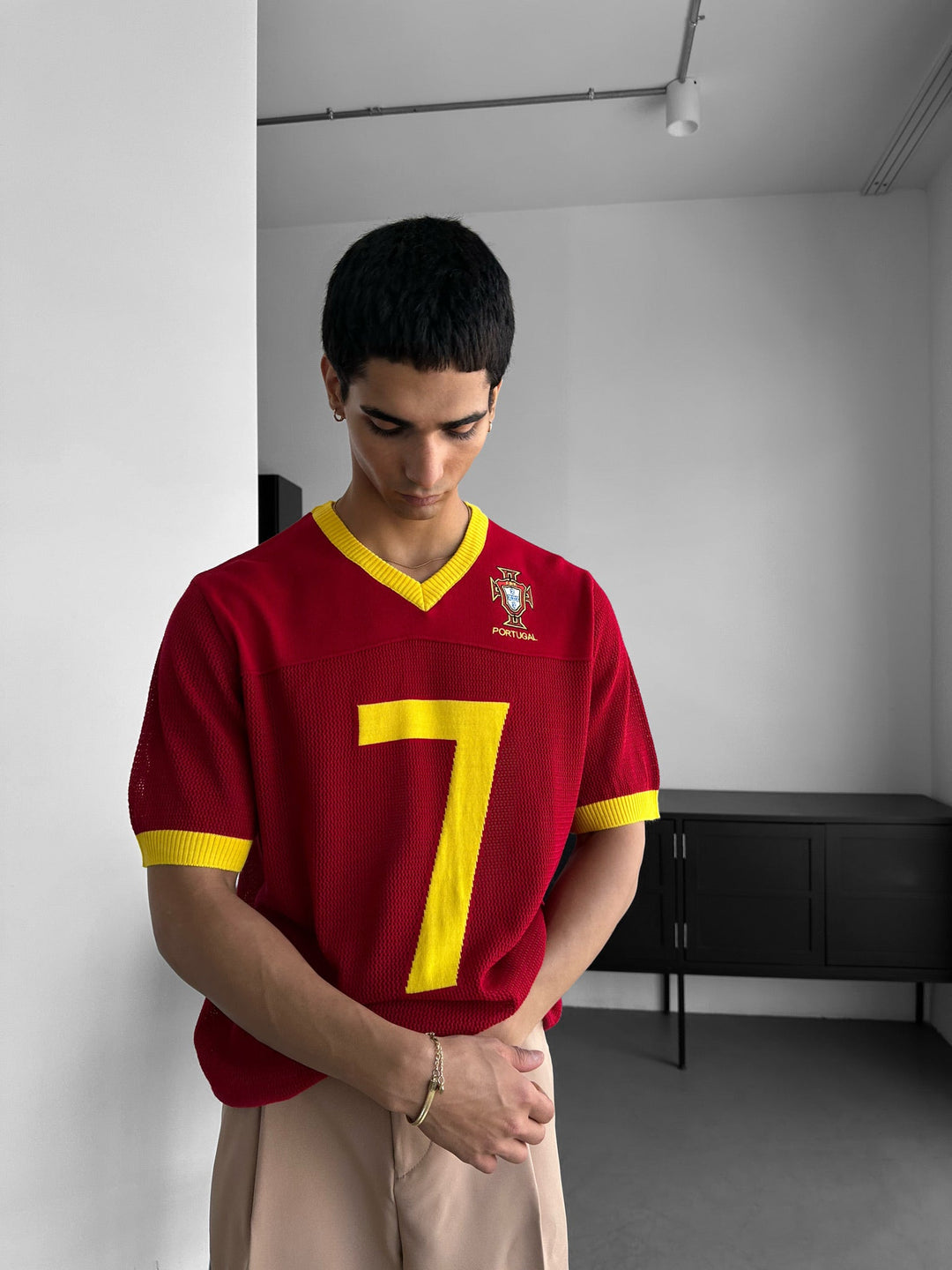 Oversize Portugal Knit T-shirt - Czerwony