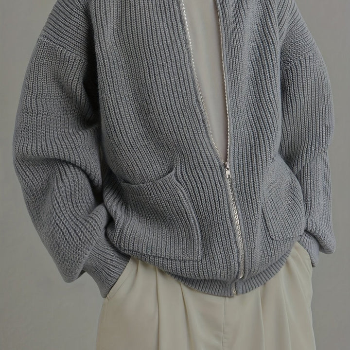 Swobodny Zip-Up kardigan