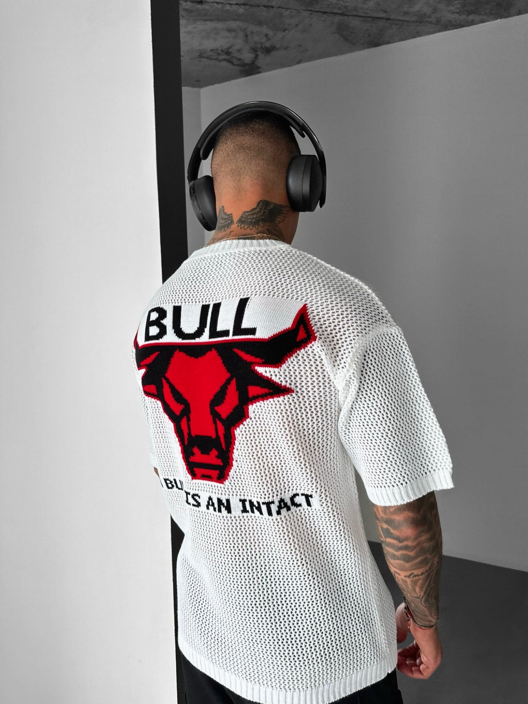 Oversize Bull Knit T-Shirt - Biały