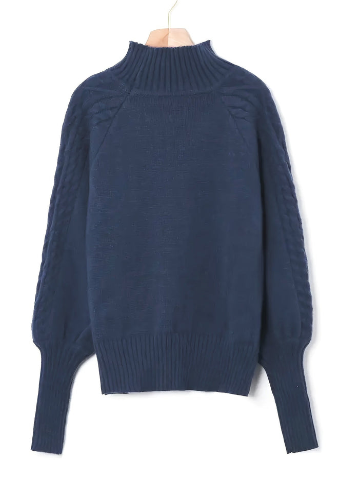 Fakturowany Half-Collar sweter