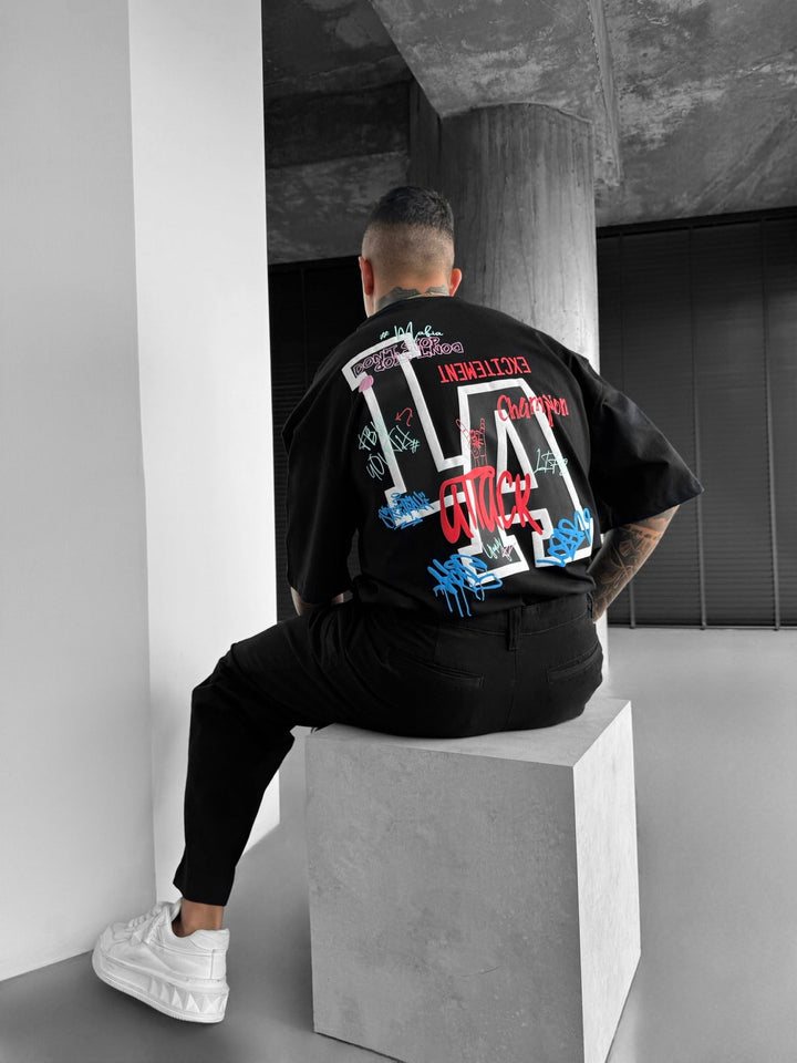 T-shirt Oversize L.A - Czarny