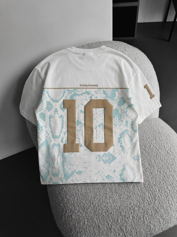T-shirt Oversize Brooklyn - Ecru i Turkusowy