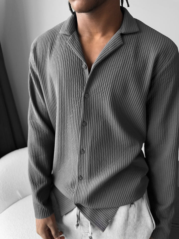 Oversize Ribbed Long Arm Shirt - Antracyt