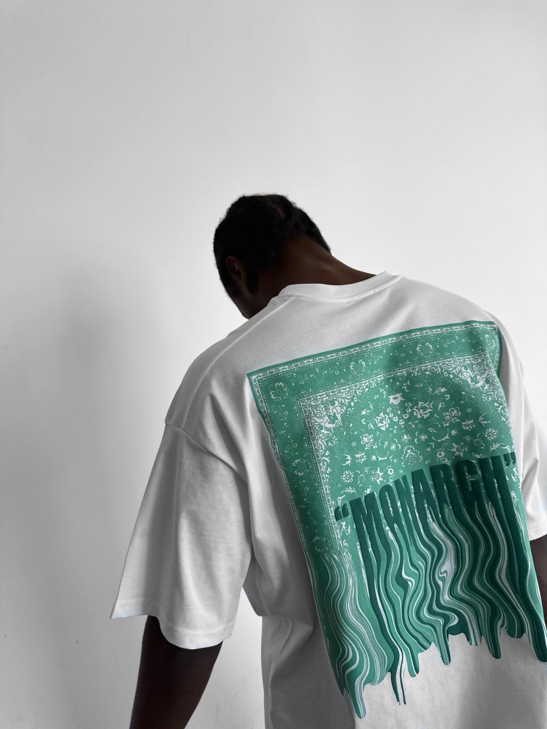 Oversize Monarch T-Shirt - Ecru i Zielony