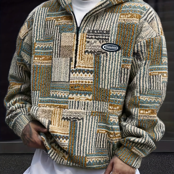 Wzorzysty zamek 1/4 sweter