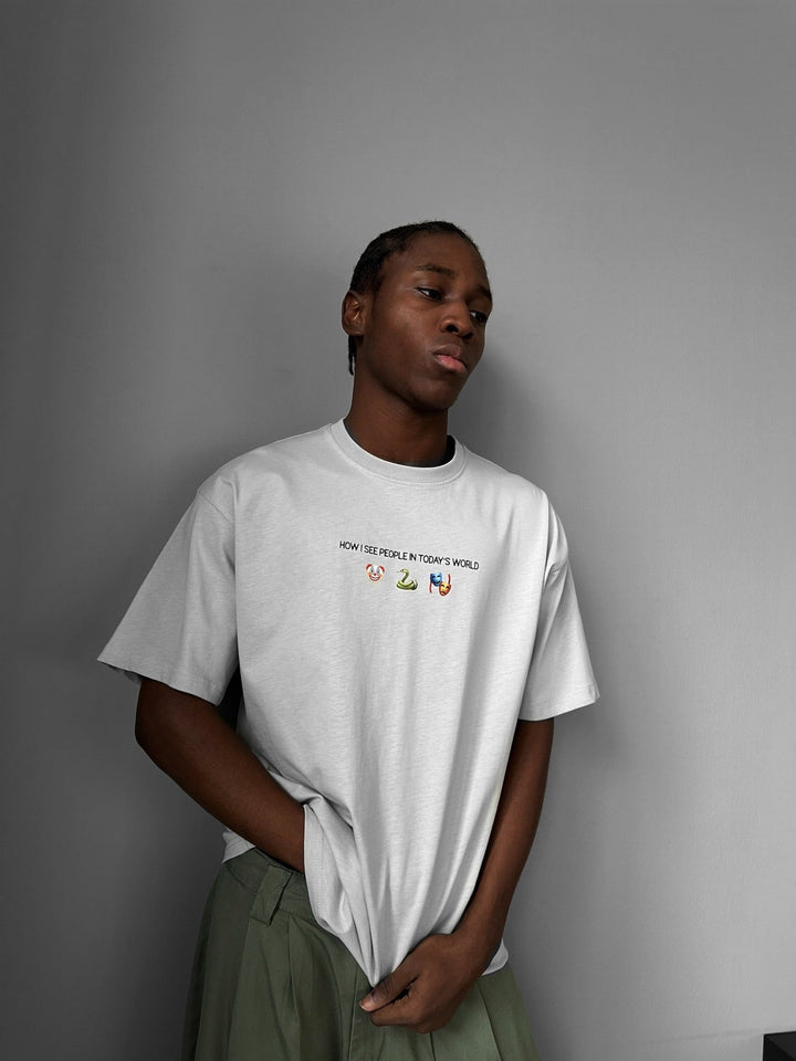 Oversize "Dzisiejszy Świat" T-Shirt - Szary
