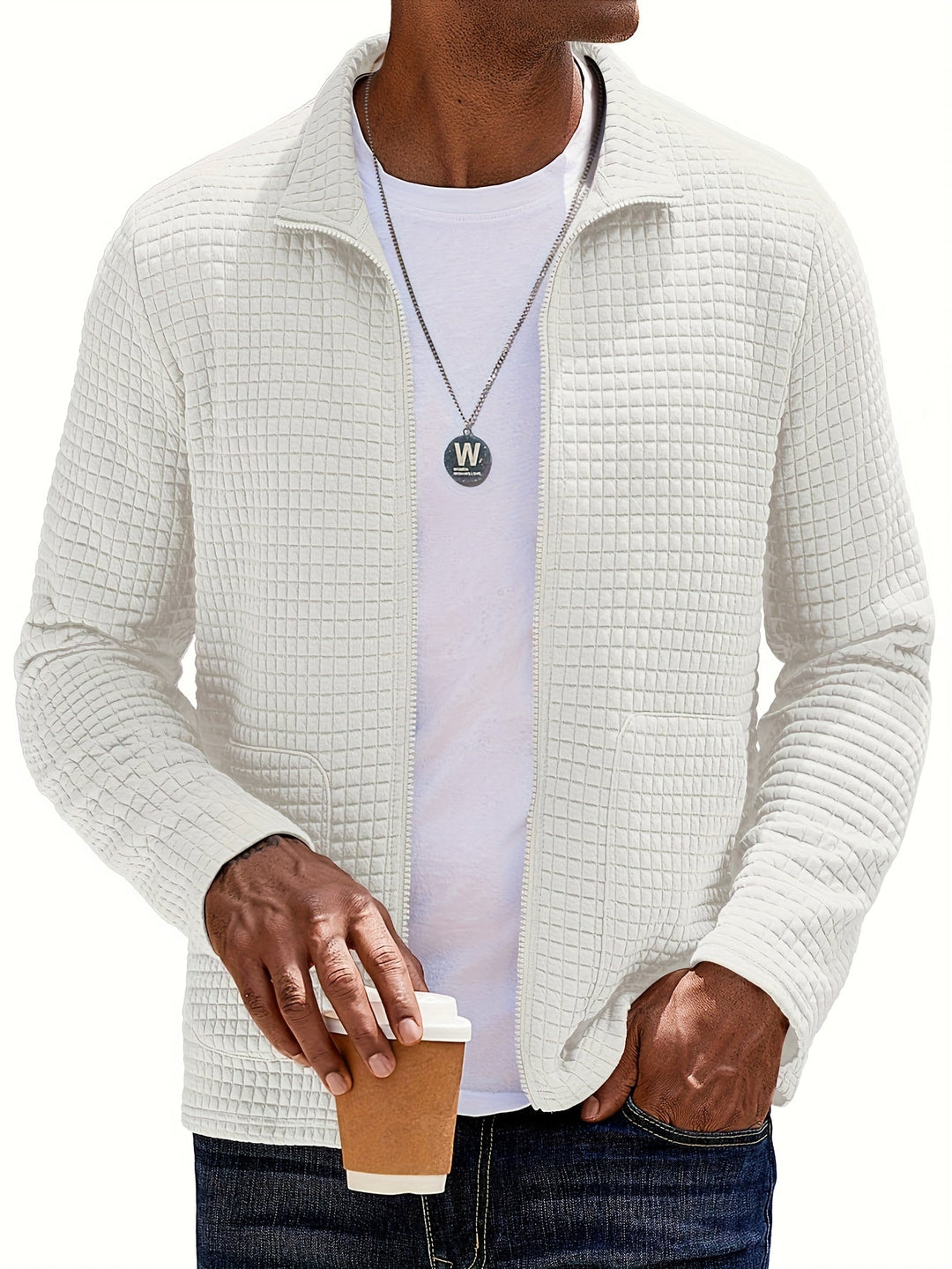 Fakturowany Zip-Up kurtka