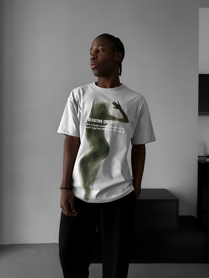 T-shirt Oversize z Wrażliwą Treścią - Szary