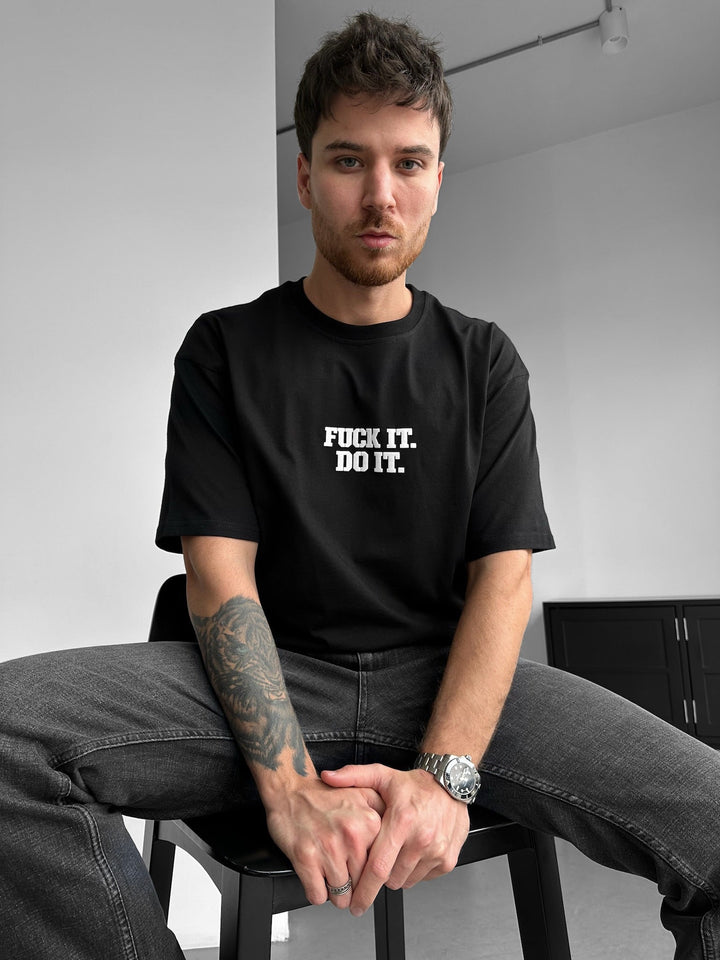 Oversize Do It T-shirt - Czarny