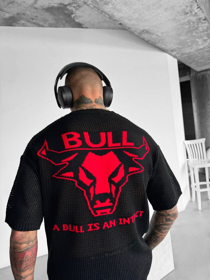 T-shirt Oversize Bull - Czarny i Czerwony