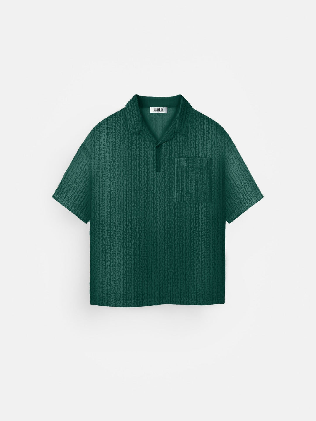 Oversize Strukturalna Koszulka Polo - Las Deszczowy