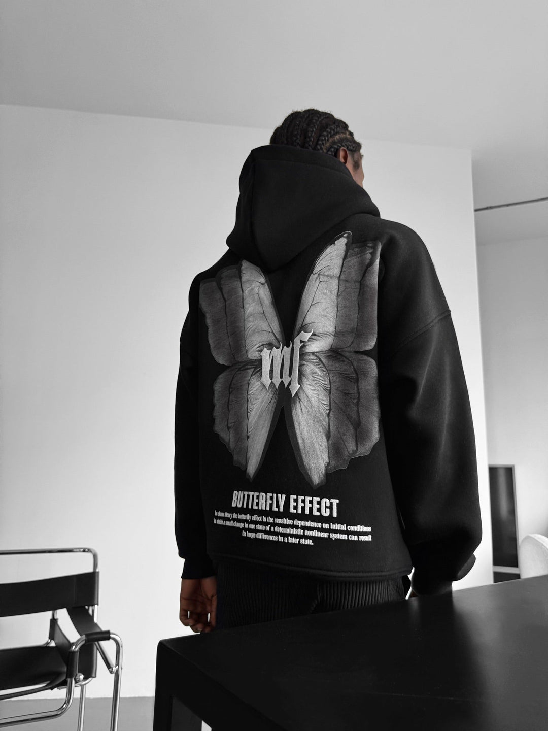 Oversize Hoodie z efektem motyla - Czarny i Antracytowy