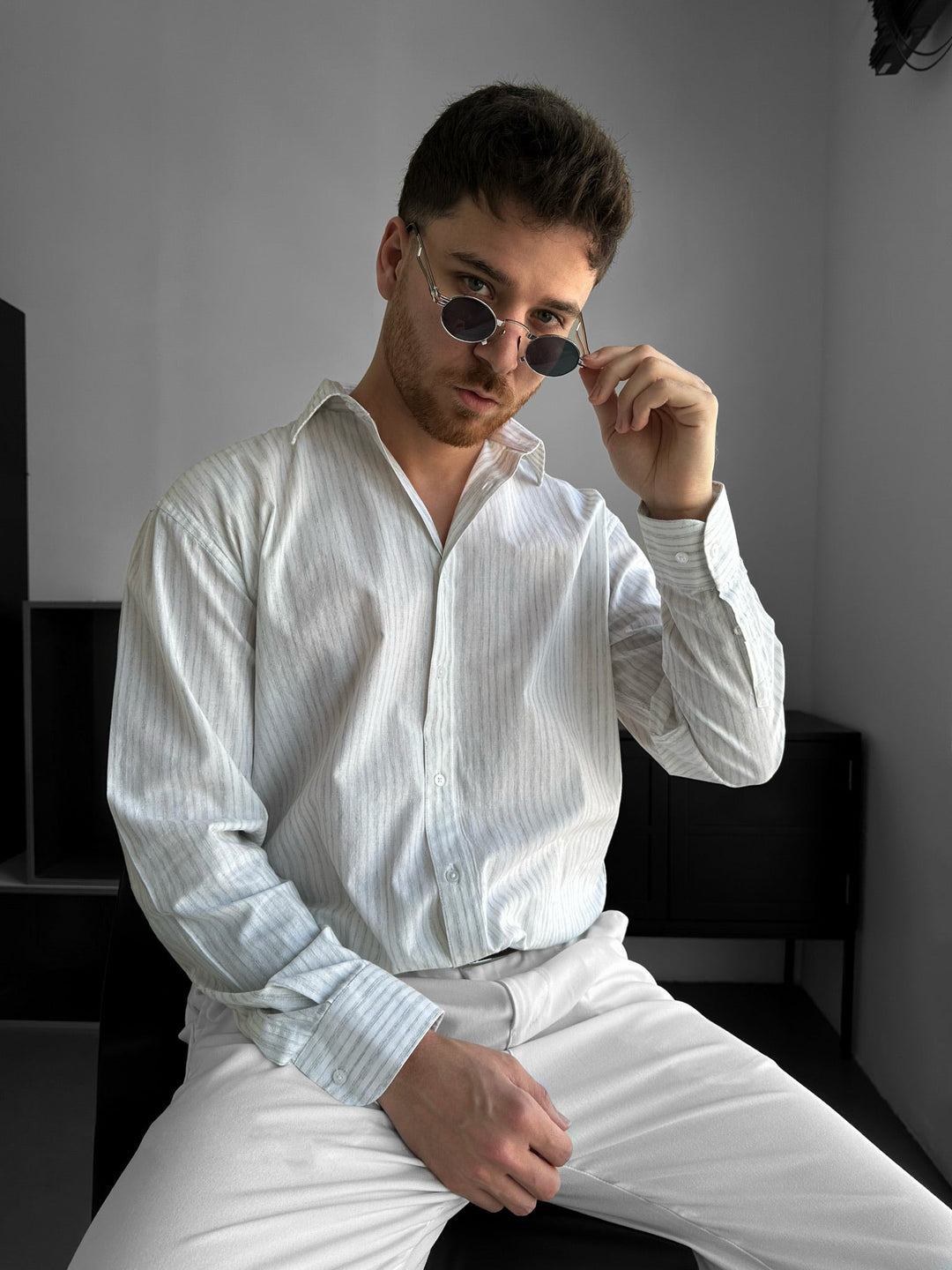 Koszula w paski Regular Fit - Zielona