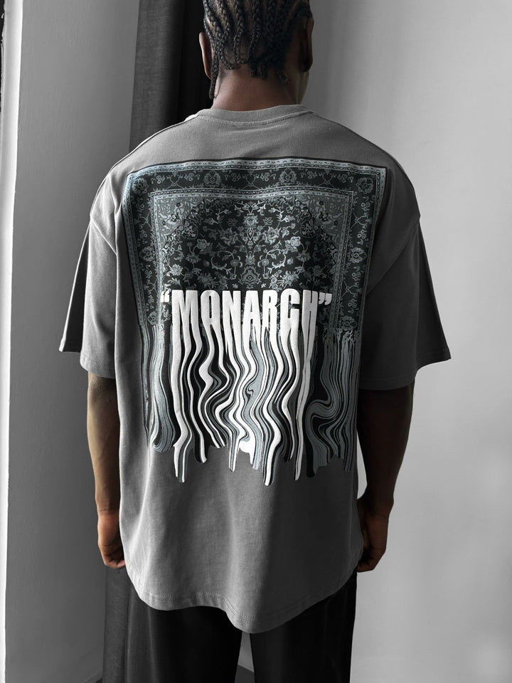 Oversize Monarch T-Shirt - Antracytowy i Biały