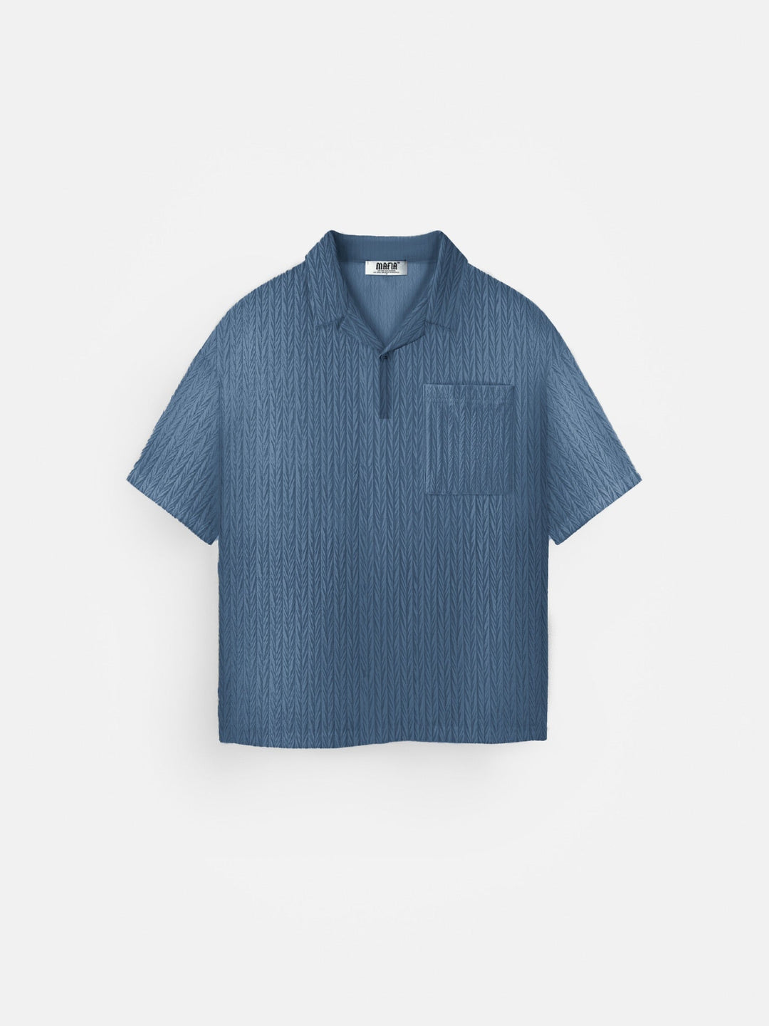 Oversize Structured Polo T-Shirt - Koronowy Niebieski