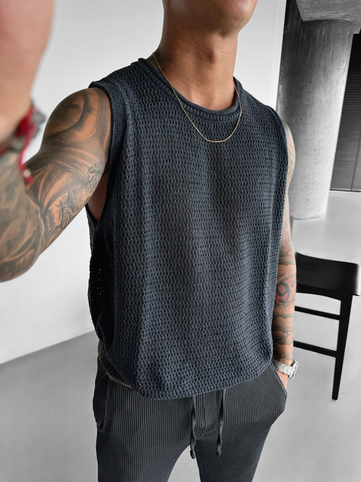 Oversize Teksturowany Top - Antracyt