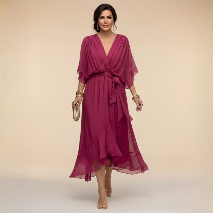 Stylowy Chiffon dekolt V sukienka