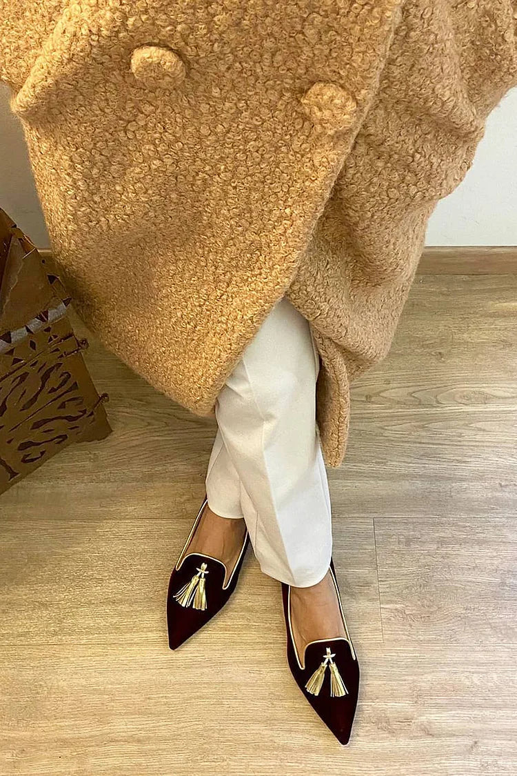 Elegancki Pointed Tassels mokasyn