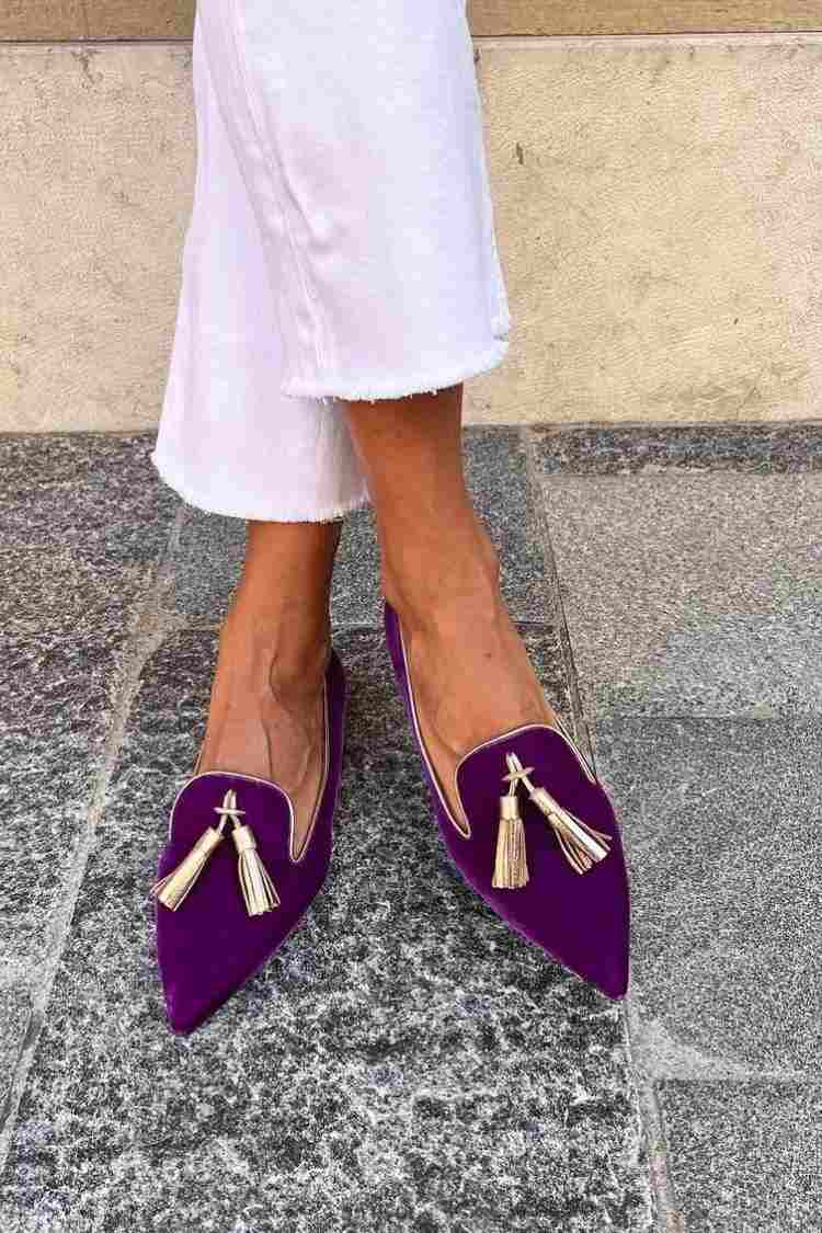 Elegancki Pointed Tassels mokasyn